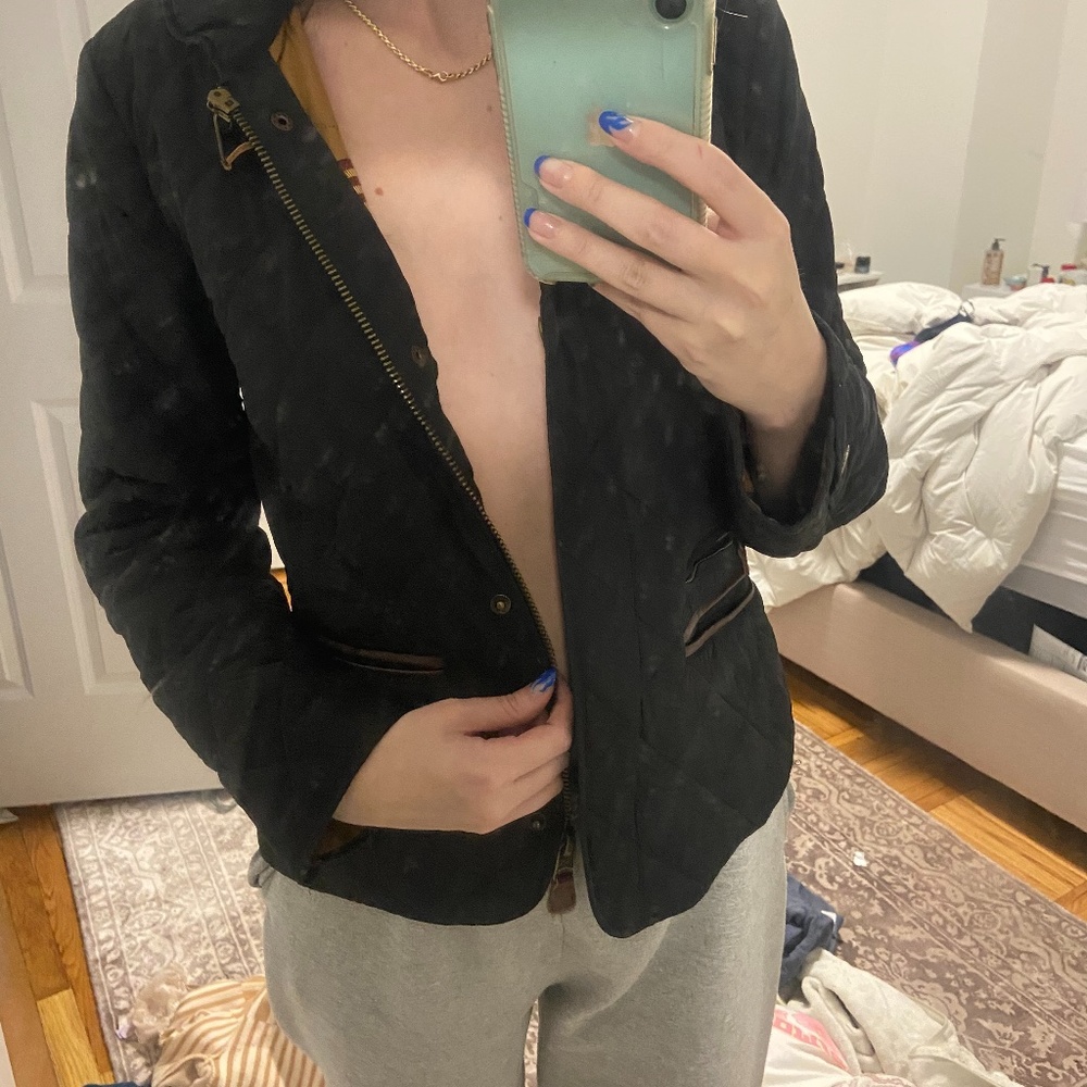Ralph Lauren QUILTED JACKET BLACK &BROWN DETAIL XS - Picture 4 of 4